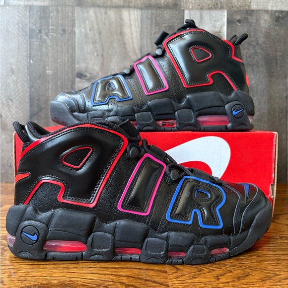 Nike Air More Uptempo '96 Electric Black/Crimson Mens Size 10 Shoes *no Lid*